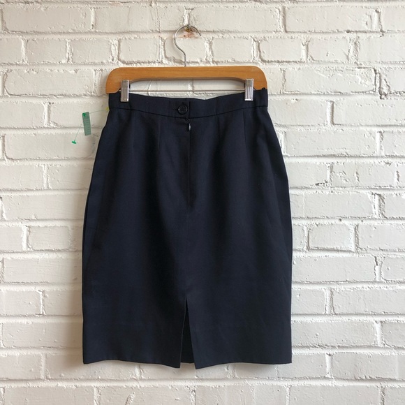 BOUTIQUE GIVENCHY navy pencil skirt vintage - Picture 3 of 4